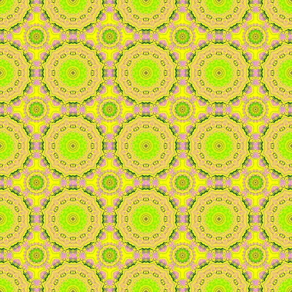Yeşil Kahverengi Sarı Desenli Şal Desenli Duvar Kağıdı Kusursuz Arkaplan — Stok Vektör