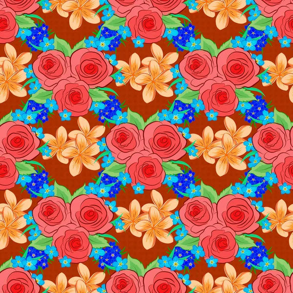 Motif Moderne Sans Couture Floral Bigarré Dans Les Couleurs Rose — Image vectorielle