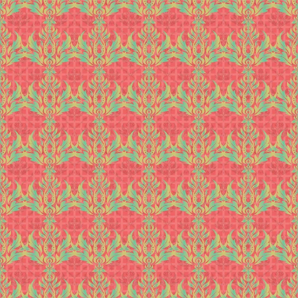 Islamic Vector Design Seamless Pattern Green Pink Colors Oriental Ornament — Stock Vector