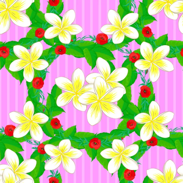 用于浪漫设计 邀请函 纺织品印花或织物的无限矢量纹理 花的无缝图案 夏天艳丽的花朵 粉红的背景 — 图库矢量图片