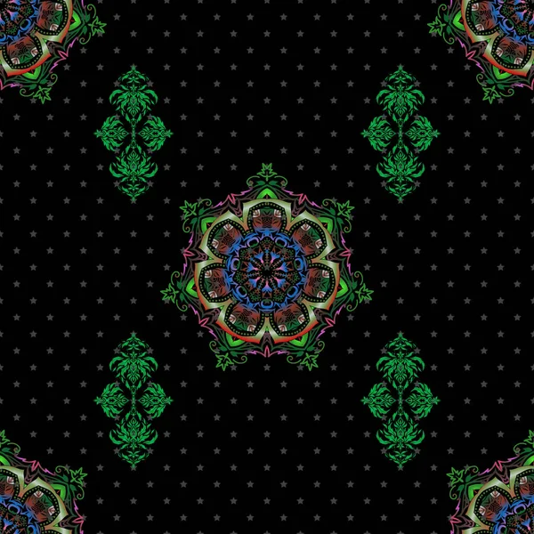 Геометрический Повторяющийся Бесшовный Рисунок Шестиугольными Фигурами Коричневом Розовом Зеленом Градиентах — стоковый вектор