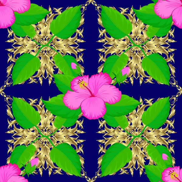 Illustration Vectorielle Motif Floral Sans Couture Dans Des Couleurs Bleues — Image vectorielle