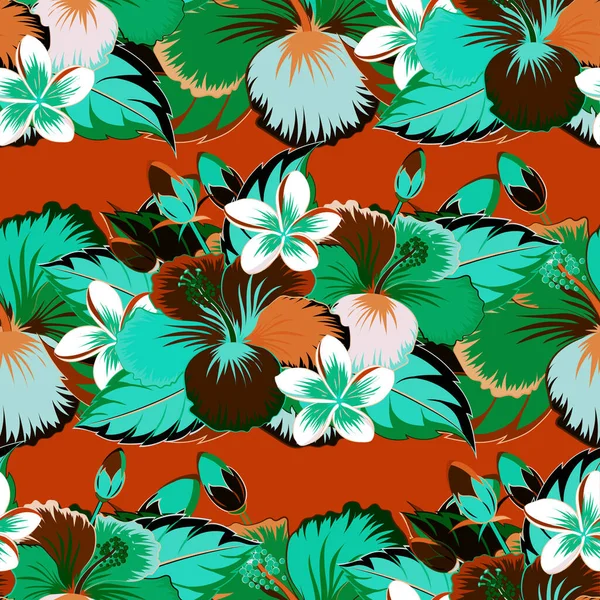 Texture Florale Dessinée Main Fleurs Décoratives Gris Bleu Vert Illustration — Image vectorielle