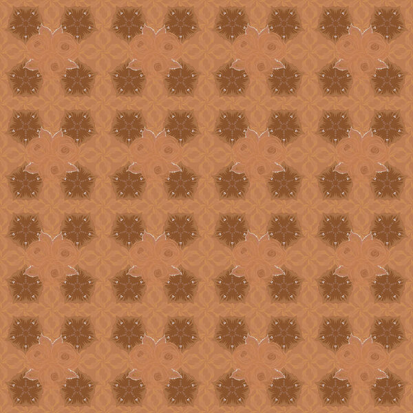 Brown, orange and black roses. Trendy vector seamless Floral Pattern.