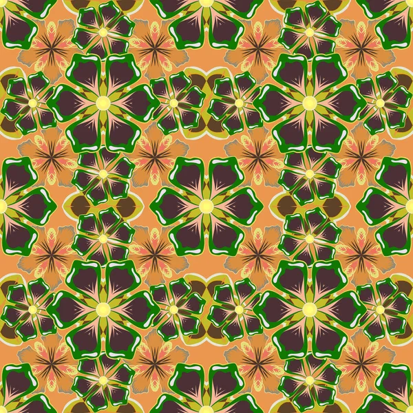 Векторная Иллюстрация Софт Акварельный Цветочный Принт Безморщинистый Узор Желтом Зеленом — стоковый вектор