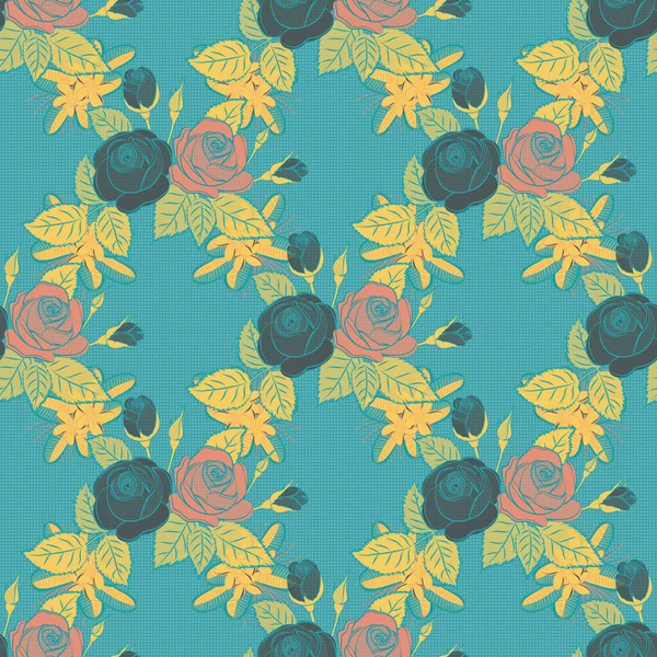 Bufanda Seda Con Flores Hojas Color Verde Azul Amarillo Colores — Vector de stock