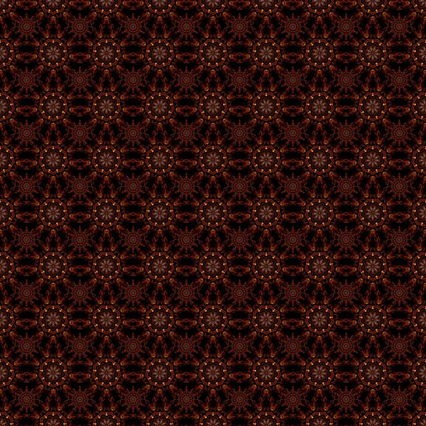 Mittelalterliches Königliches Blumenmuster Braunes Und Rotes Nahtloses Muster Auf Schwarzem — Stockvektor