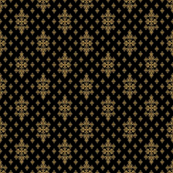 Patrón Negro Dorado Elegante Vector Clásico Patrón Sin Costura Adorno — Archivo Imágenes Vectoriales