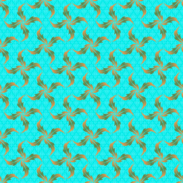 Помаранчевий Зелений Синій Вінтажний Бароковий Орнамент Ретро Безшовний Візерунок Античному — стоковий вектор
