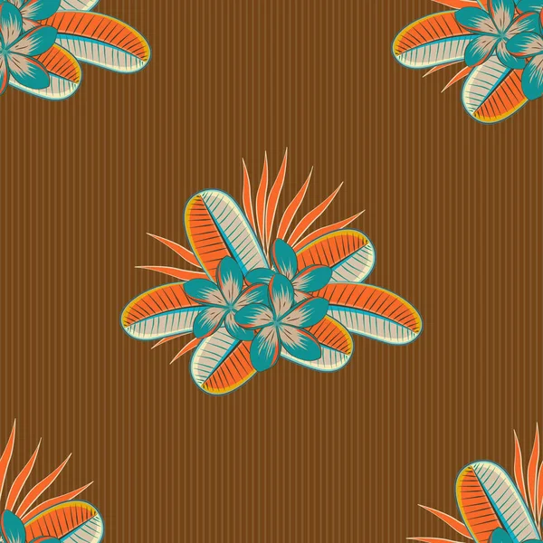 Trendy Print Mit Aquarell Blüten Braun Orange Und Beige Schöne — Stockvektor