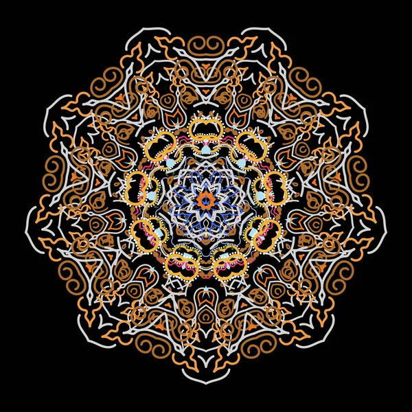 Cuerda Atada Damasco Rejilla Mandala Colores Azul Amarillo Rosa Papel — Vector de stock