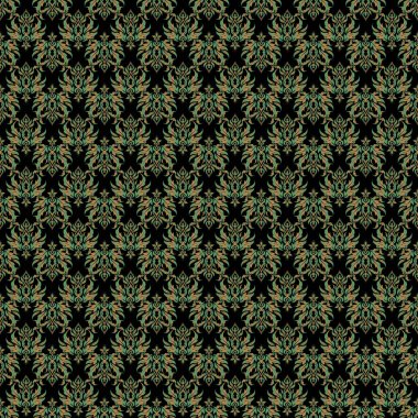 Siyah arkaplanda yeşil ve bej elementlerin pürüzsüz dokusu.