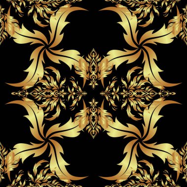 Vektör altın doku, altın çizgiler ve ızgaralar pürüzsüz desen, eğri metal, folyo arka plan ve siyah arka plan üzerinde 3 boyutlu görsel efektler.