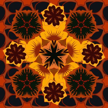 İple bağlanmış siyah, kırmızı ve sarı renklerde balık ağı deseni. Vektör duvar kağıdı.