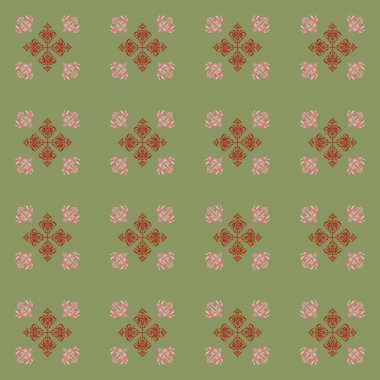 Raster kusursuz bir geçmişi var. Renkli desenler antika. Pembe ve kırmızı renkli süsler..