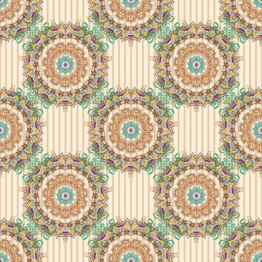 Raster illüstrasyonu. Şatafatlı, pürüzsüz pembe, bej ve sarı süslemeli, stilize dalgalı..