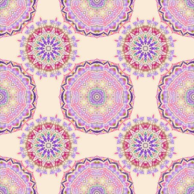 Vektör çizimi. Damask kusursuz çiçek arkaplan deseni mor ve sarı renklerde.