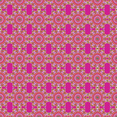 Kusursuz damaske deseni, pembe ve turuncu klasik duvar kağıdı. Süslü sınır. Raster pürüzsüz desen.