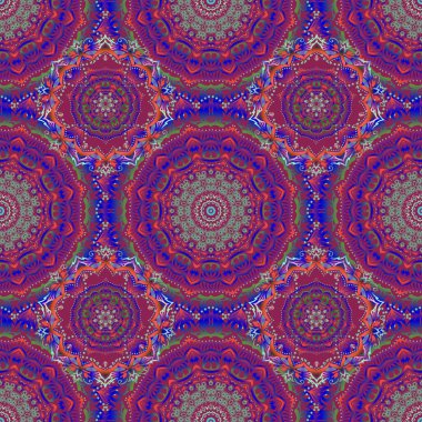 Sorunlu damasküler desensiz arka plan fayansları. Pembe, yeşil ve mavi renklerde kusursuz bir süs..