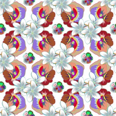 Hawaii Aloha Gömleği, kusursuz arka plan raster deseni. Soyut çiçeklerle çok renkli arkaplan.