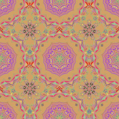 Duvar kâğıdı barok, mor ve pembe renklerde kusursuz vektör arkaplan. Çiçeksiz desen.