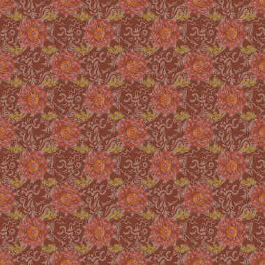 Retro dikişsiz antika şekilli akanthus. Dekoratif tasarım unsuru filigran hat sanatı. Pembe ve sarı klasik barok süsü..