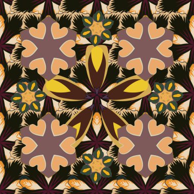 Çiçeklerle suluboya kusursuz desen. Dekorasyon ve tasarım için güzel bir desen. Bej, kahverengi ve gri renkli moda baskı. Enfes desenler, çiçekli suluboya çizimler, klasik tarz..