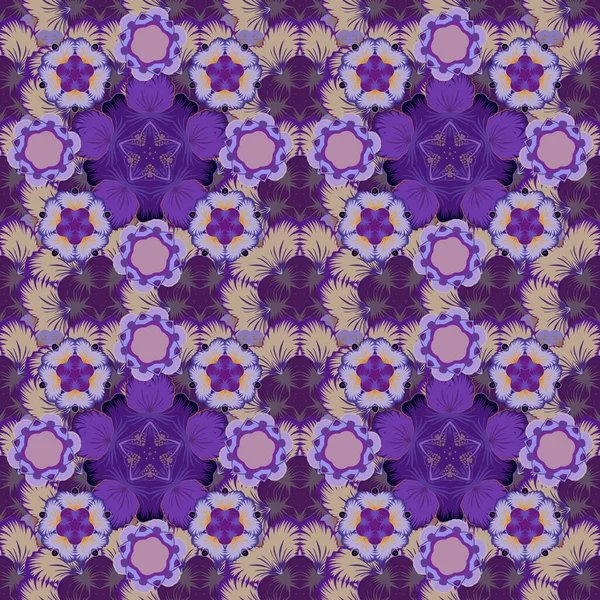 Цветочный Узор Фиолетовых Серых Фиолетовых Цветах Растровая Иллюстрация — стоковый вектор