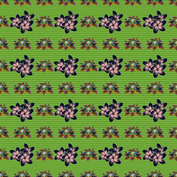 Fondos Vectoriales Con Flores Pequeñas Beige Verde Negro Flores Color — Vector de stock