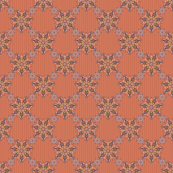 传统的经典模式 无缝隙的东方饰物 巴洛克风格 橙色和褐色 — 图库矢量图片