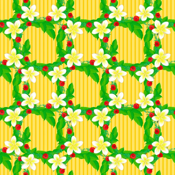 Motleyho Ilustrace Malé Barevné Květy Žlutém Pozadí Vektorový Roztomilý Vzor — Stockový vektor