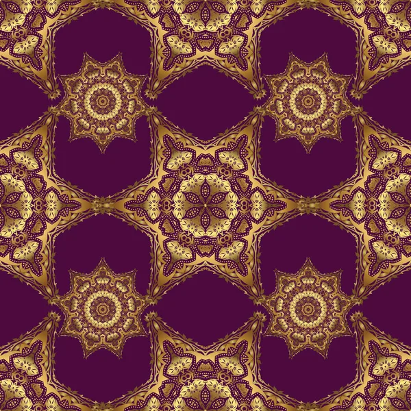 Traditionelle Arabische Ornamente Mit Goldenen Elementen Auf Violettem Hintergrund Vektor — Stockvektor