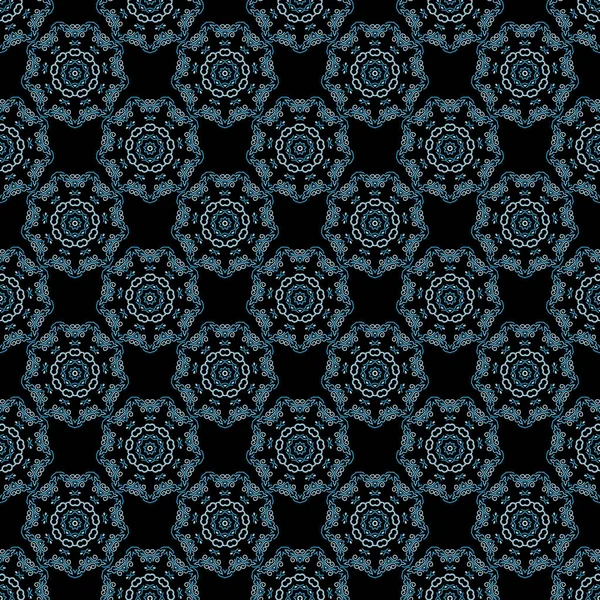 Adorno Elegante Vectorial Patrón Floral Sin Costuras Damasco Colores Azules — Vector de stock