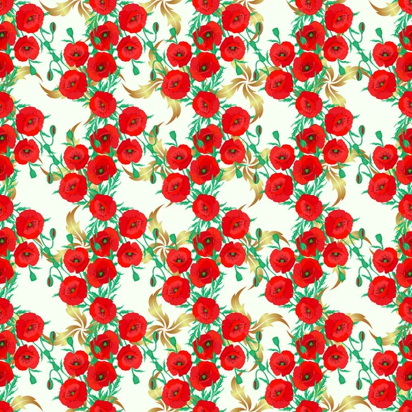 装飾やデザインのための美しいベクトルパターン ヴィンテージスタイルのトレンディーなプリント ケシの花の絶妙なパターン ベージュ地にケシの花と水彩シームレスパターン — ストックベクタ