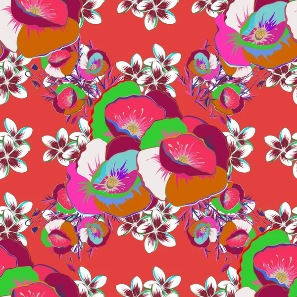 Motif Floral Sans Couture Dans Jolies Fleurs Aux Couleurs Vertes — Image vectorielle