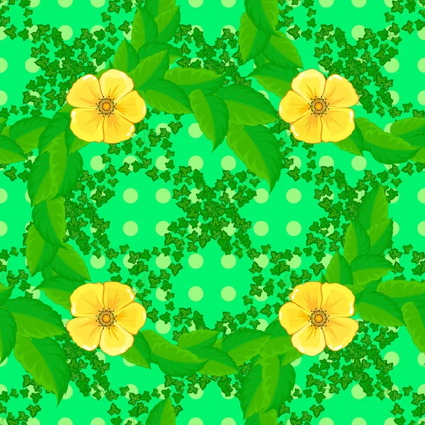 Padrão Sem Costura Floral Motley Fundo Verde Vetor Abstrato Flor — Vetor de Stock