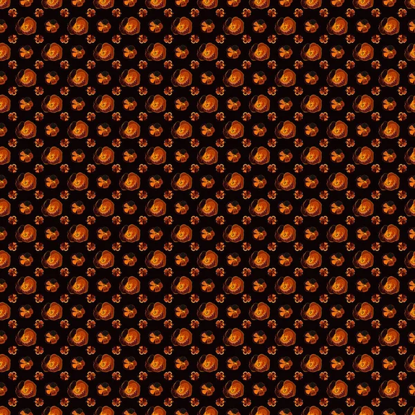 Vektorové Mák Květiny Bezešvé Vzor Bezešvé Květinový Vzor Černé Oranžové — Stockový vektor