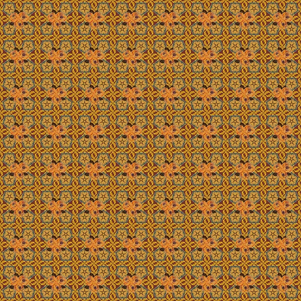 Simple Orange Brown Black Vector Roses Seamless Pattern — Stock Vector