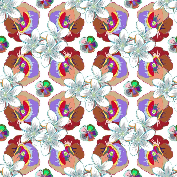 Hawaiian Aloha Shirt Seamless Background Raster Pattern 입니다 추상적 꽃으로 — 스톡 벡터