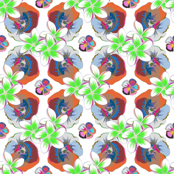 Fond Floral Motif Vectoriel Sans Couture Dans Les Couleurs Bleu — Image vectorielle