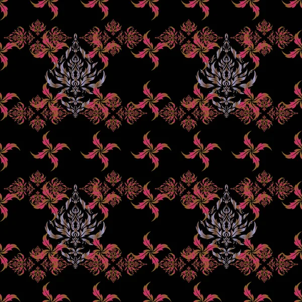 Magenta Grille Marron Dans Style Oriental Raster Éléments Sans Couture — Image vectorielle