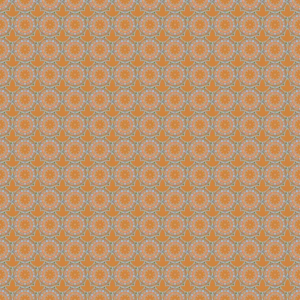 Цветочный Узор Дамаска Голубого Оранжевого Серого Цветов — стоковый вектор