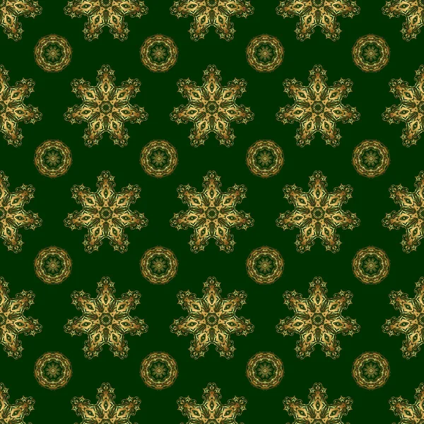 Sternenmuster Auf Grünem Hintergrund Goldener Vintage Ornament Luxus Goldenen Nahtlosen — Stockvektor