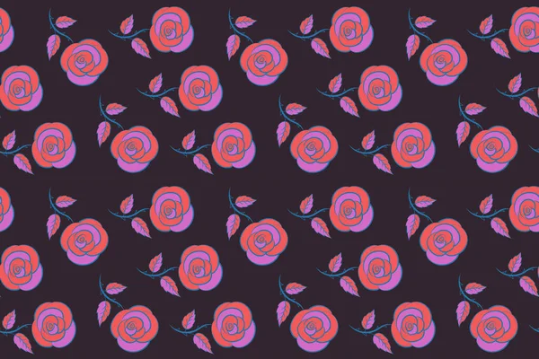 Rose icon. Abstract spring decorative roses seamless pattern in violet, purple and pink colors.