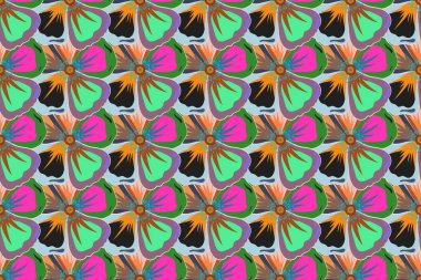 Tasarım ve tekstil için soyut, küçük basit çiçeklerin çok renkli süsü.