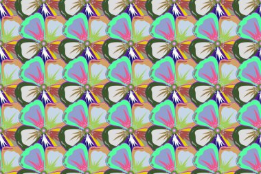 Çiçekli, suluboya desenli kusursuz çiçek deseni. Çiçek illüstrasyonu. Çiçek motifli kusursuz desen.