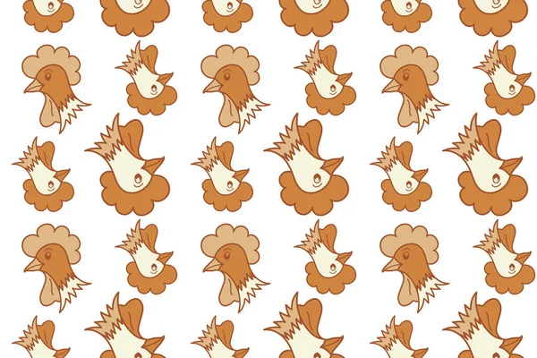 シームレスなチンポとバックをカラーフィル 様式化された鶏のシームレスなパターン その後 コック 色の背景に穴とスポットを持つ鶏 手描き — ストック写真