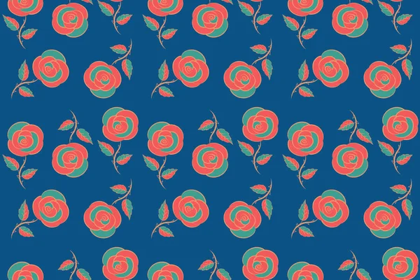Nahtloses Blumenmuster Mit Kleinen Abstrakten Rosen Blauen Orangen Und Rosa — Stockfoto