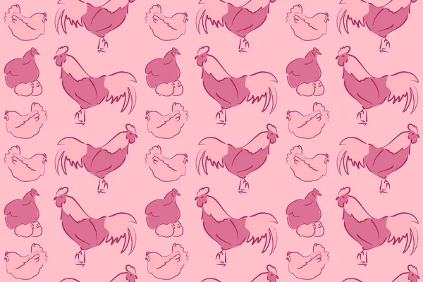 물갈퀴가 암탉의 손그렸다 배경에 닭고기 암탉을 모양없는 암탉의 — 스톡 사진