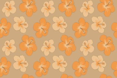 Kusursuz çiçek arkaplanı. Tarzsız desenli çiçek motifi, delik, leke, amber çiçeği, renkli arka planda karalamalar. El çizimi.